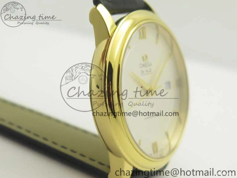 0429 UrbanChic De Ville YG MKF 1:1 Best Edition Silver Dial YG Markers on Black Leather Strap MIYOTA 9015 V 8048